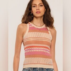 Heartloom Striped Crotchet Kenzie Tank in Ecru Size XS new spring